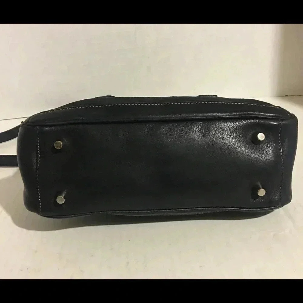 Coach satchel/ crossbody Black linen/ leather bag - Picture 3 of 8